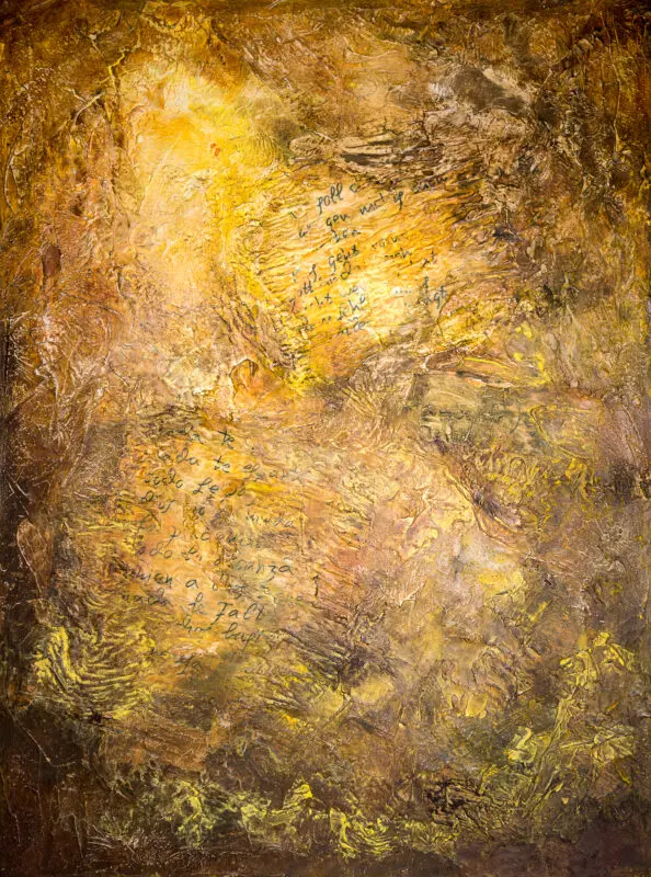 Licht trotz Unverständnis – Teresa von Ávila, Marmormehl, Papier, Kasein, Tempera, Öl, Wachsseife, Wachssalbe und Pigmente, 80 x 60 cm © 2024 by Jutta Blühberger www.juttabluehberger.at