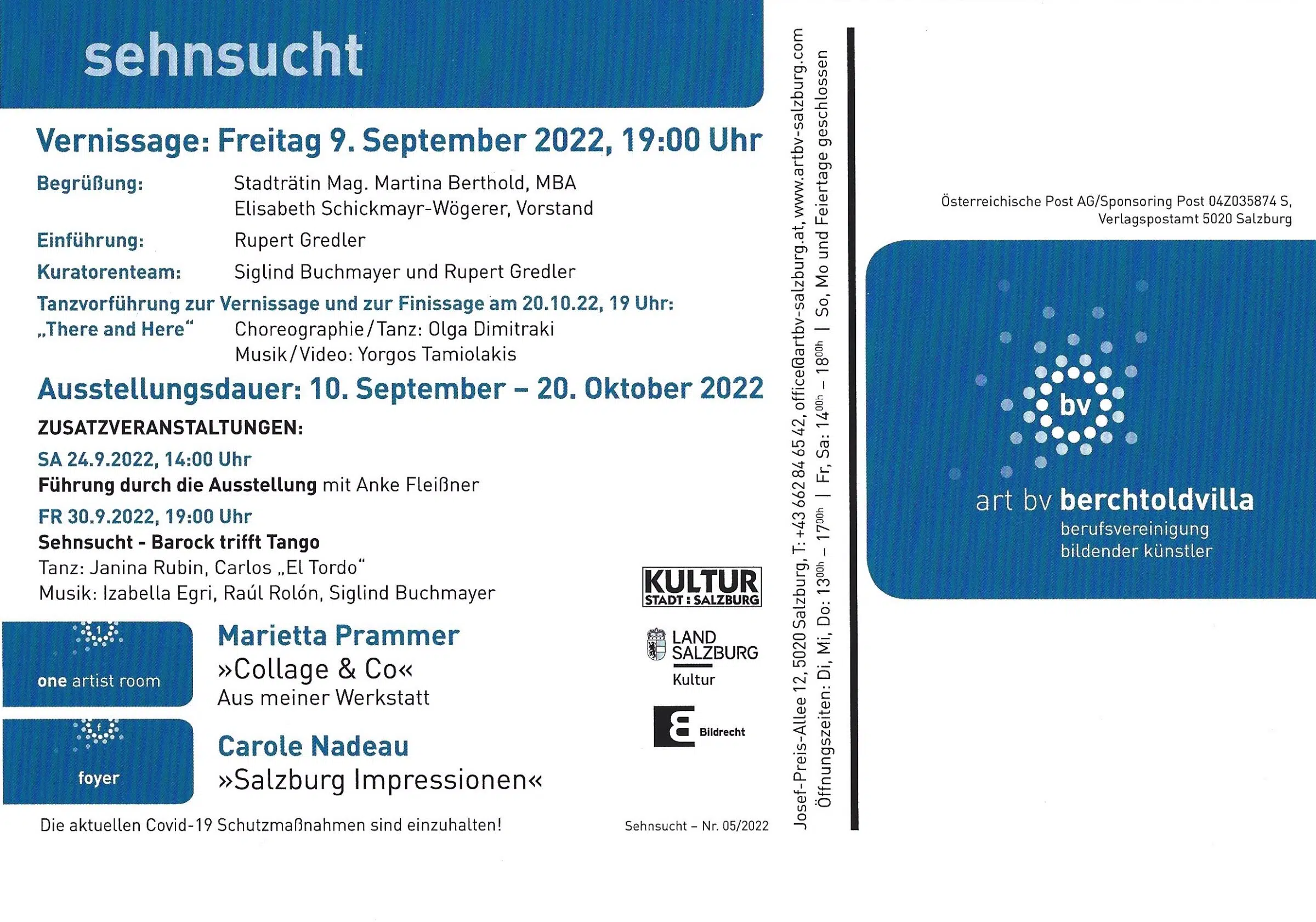 Einladung Berchtoldvilla zur Ausstellung Sehnsucht
